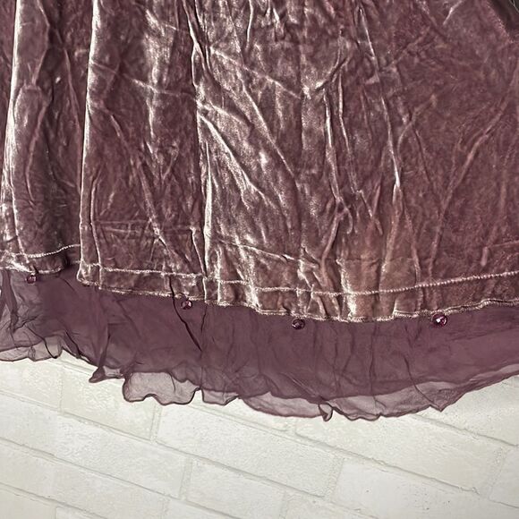 Aquarius Anthro Silk Layered Skirt Velvety Look Purple Plum Beaded Bottom Detail - Picture 4 of 8
